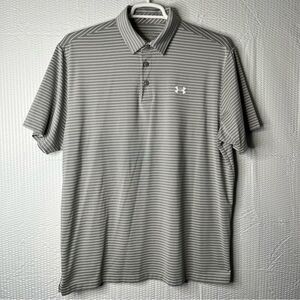 Under Armour Loose Fit HeatGear Grey/White Golf Polo Size L